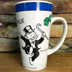 Vintage Monopoly Tall Beer Coffee Tea Soda Mug Cup Hasbro Board Game 1999